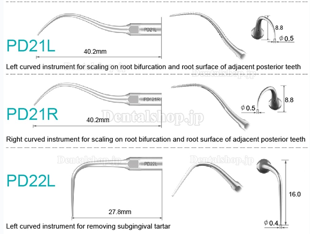 10Pcs Refine® 超音波スケーラーチップ PD2L PD2LD PD2R PD2RD PD5 PD6 PD7 PD8 PD10 SATELEC NSK DTE GNATUSと互換性あり